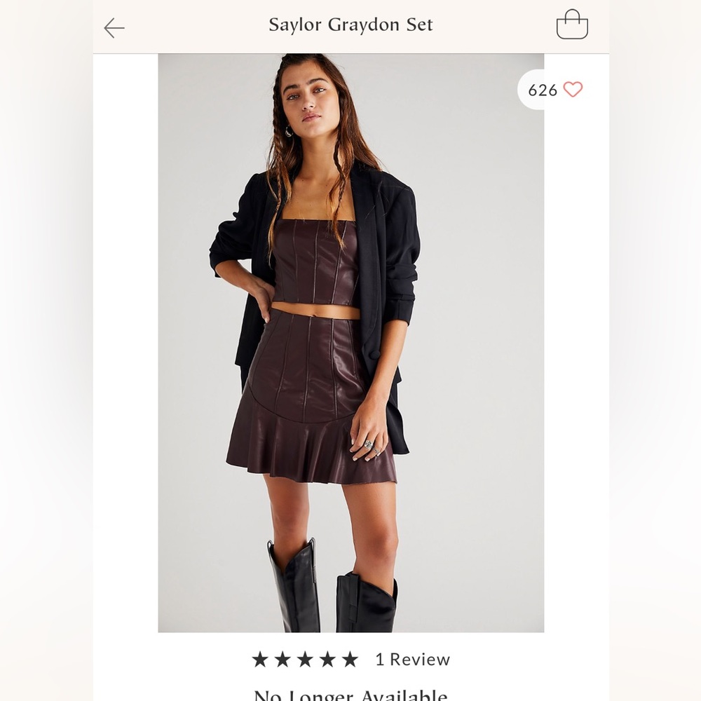 Saylor Graydon Set (Leather Top and Skirt); Free People